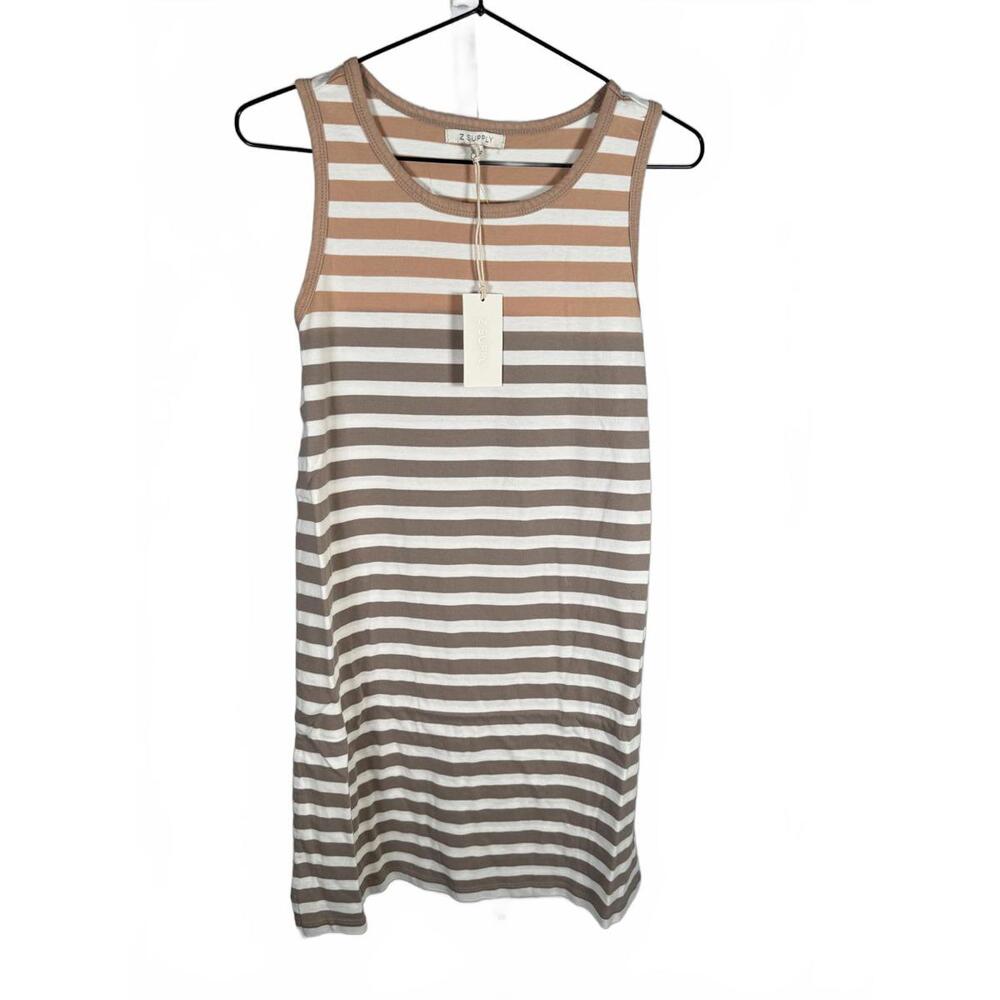 NWT Revolve Z Supply Aya Striped Dress Washed Taupe Size M